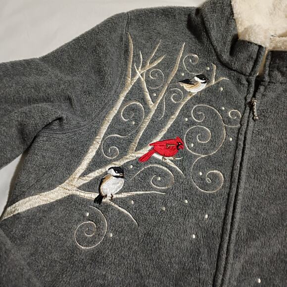 Croft & Barrow Women's Medium Polar Fleece Full-Zip Cardinals/Birds/Birch Jacket - Picture 2 of 10